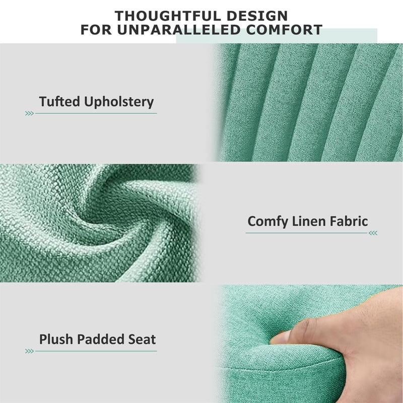 TINKLE WELL Modern Office Desk Chair, Rolling Vanity Swivel Task Chair with Wheels, Stylish Comfortable Armless Backrest for Home, Bedroom, Office, Study, Green