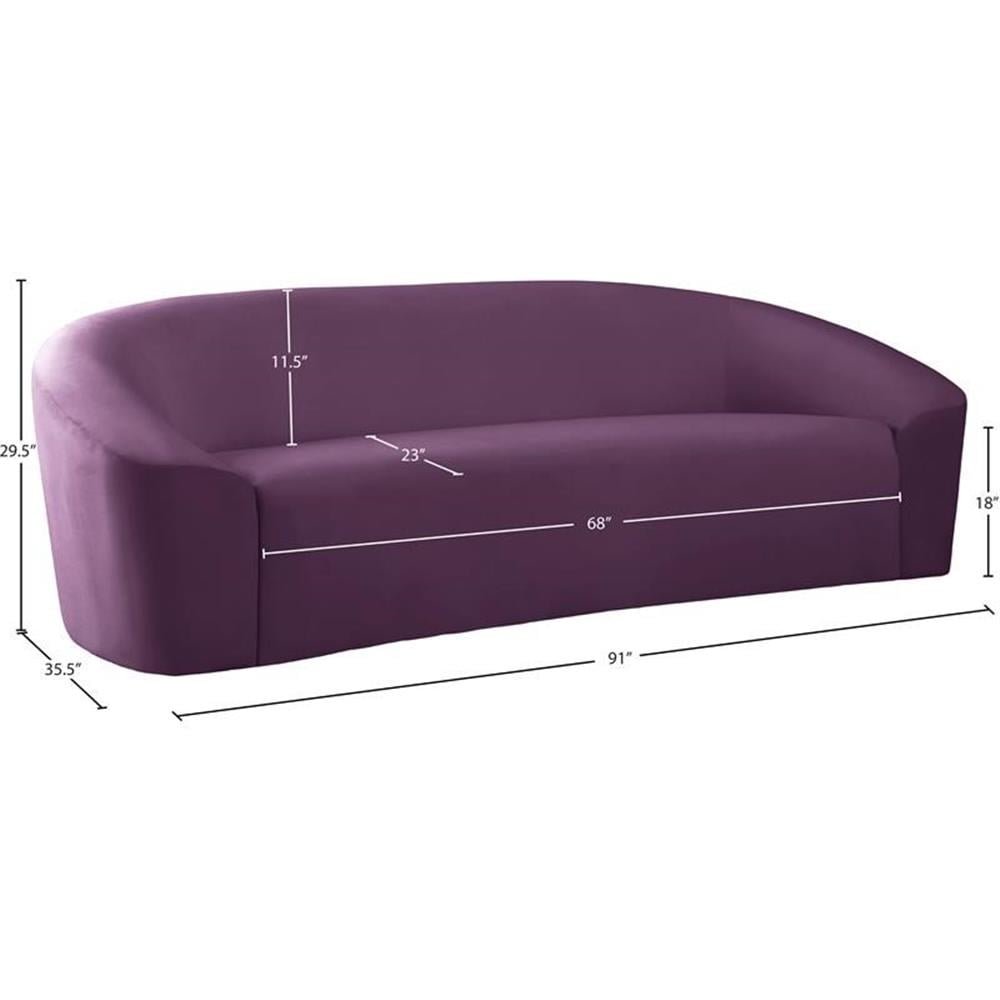 Bowery Hill Contemporary Curved Back Upholstered Purple Velvet Sofa