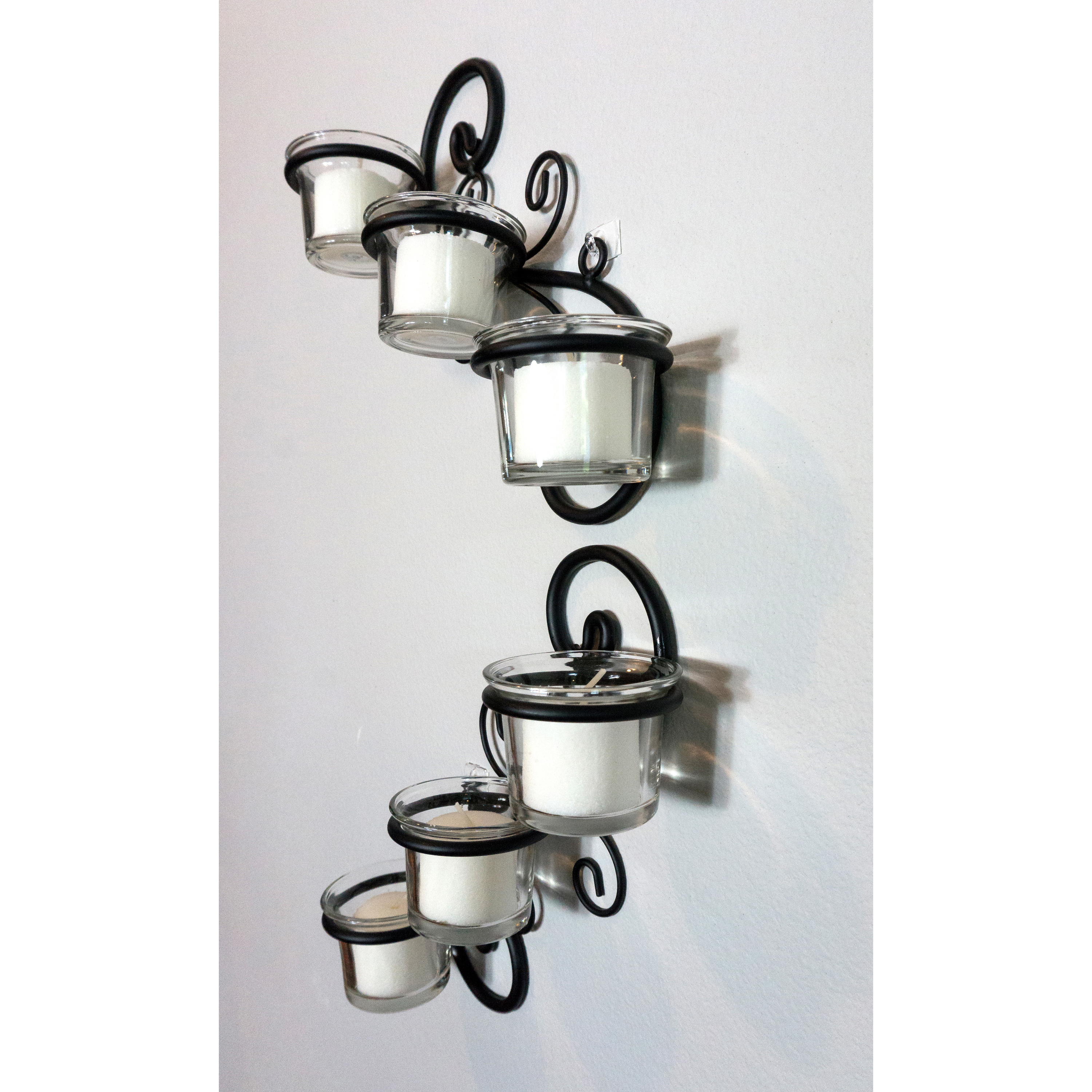 Stonebriar Collection Stonebriar Decorative Tea Light Candle Holder Wall Sconce Set, Black, Set of 2