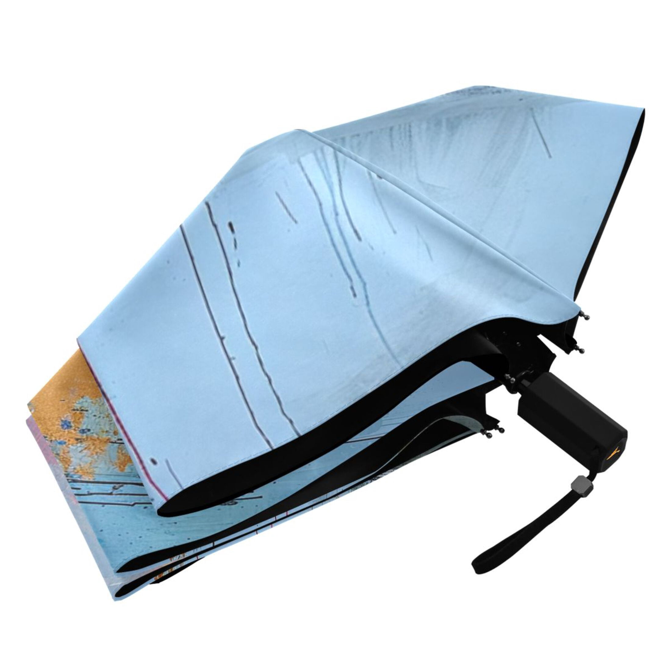Abstract Oil Landscape Compact Sun Umbrella Windproof Travel Umbrellas for Rain Strong Portable UV Protection