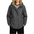 thumbnail image 6 of hoksml Women's Waterproof Hooded Rain Jacket Lightweight Windproof Drawstring Coat Outdoor Travel Daily, 6 of 9