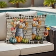 thumbnail image 4 of Fall Outdoor Waterproof Pillow Covers, Orange Green Blue White Pumpkin Plaid Wood Grain Decorative Square Throw Pillowcase Sofa Cushion Sham for Patio/Couch/Chair, 24"x24" 2 Pack, 4 of 8
