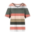 thumbnail image 5 of Annhoo Womens Summer Short Sleeve Shirts V Neck Beach Tops Ladies Trendy Stripe Color Block Blouse Tees, 5 of 7