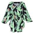 thumbnail image 4 of DHFJKG Summer Swimwear Cover-Ups Women Floral Printed Beach Vacation Clothes Batwing Long Sleeve V Neck Tie Waist Stylish Beachwear, 4 of 5