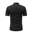 thumbnail image 3 of YLSDY Mens Luxury Gold Trim Shirts Workout Classic Solid Color Basic Tees Raglan Short Sleeve Blouse Stand-Up Collar Button Down Summer Tops Slim Fit Athletic Tennis Sport T-Shirts Black S, 3 of 3