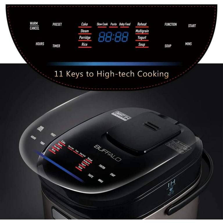 Buffalo Titanium Grey IH SMART COOKER, Rice Cooker and Warmer, 1.8L, 10 cups  of rice, Non-Coating inner pot, Efficient, Multiple function, Induction  Heating (10 cups) 