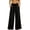 Black, variant on Womens Summer Boho Pants Cotton Linen Floral Cutout Wide Leg Pants Elastic Waist Casual Palazzo Trousers with Pockets