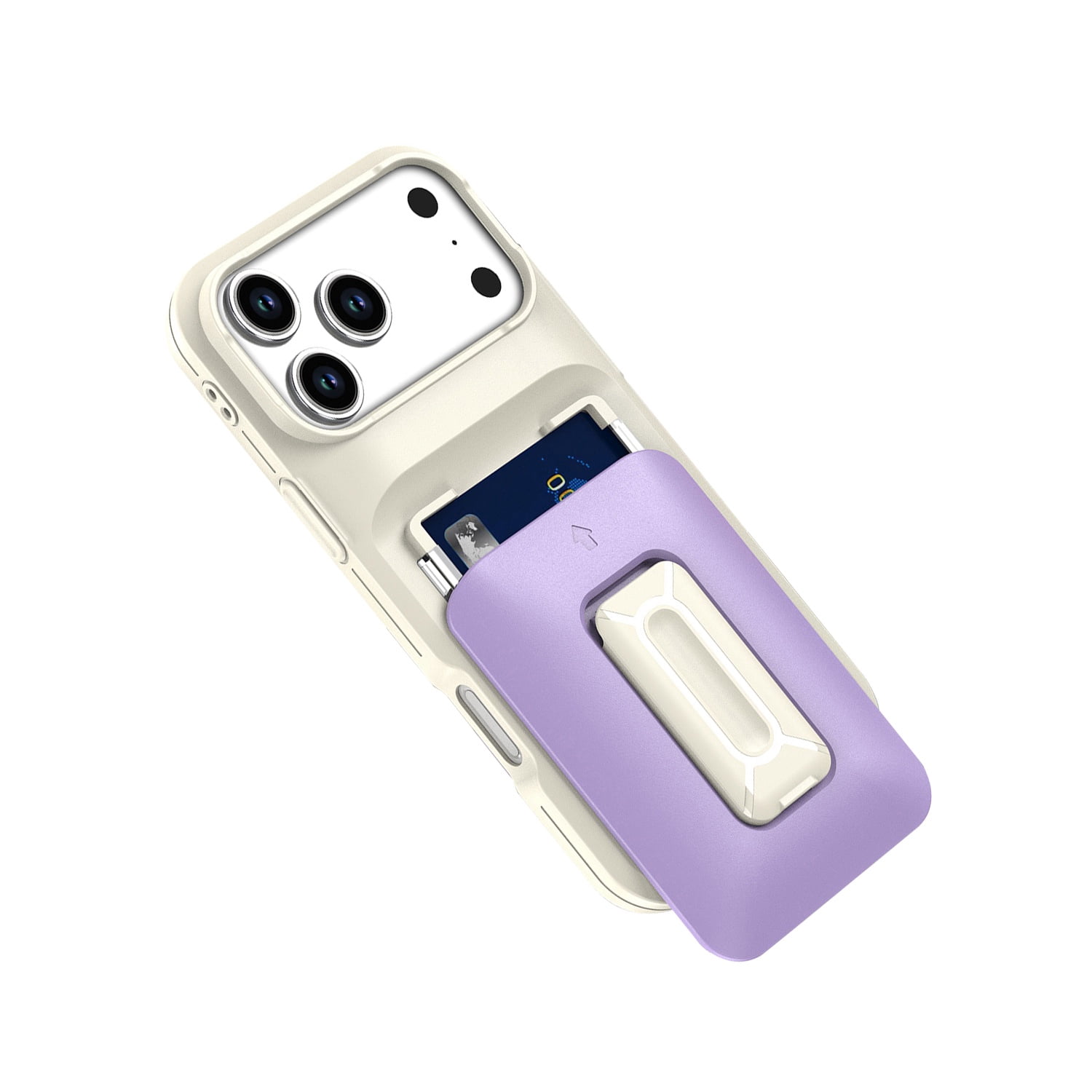 Essential Card Holder Case for iPhone 17 Pro Max - White & Purple