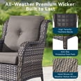 thumbnail image 5 of Gymojoy Wicker Patio Chairs Set of 2, Outdoor Lounge Chairs with Cushions for Porch Balcony Backyard, Grey Wicker and Grey Cushions, 5 of 11