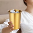 thumbnail image 4 of Inteprter Taza de café de acero inoxidable para agua potable, taza para té, bebidas espesas, soporte apilable reutilizable, regalo para acampar, hogar y Mostrada Chapado en oro 350ML Inteprter HA010590-06, 4 of 6