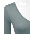thumbnail image 3 of Doublju Women's Long Sleeve V-Neck Stretchy Bodysuit Tops (Plus Size Available), 3 of 4