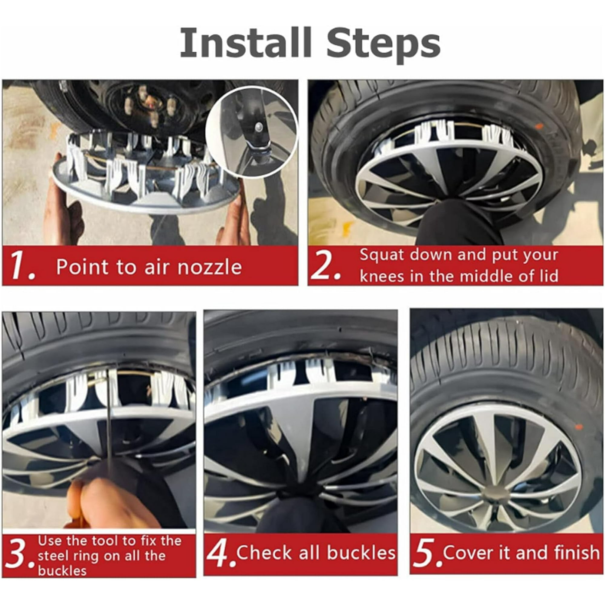 16" Hubcap Wheel Cover Replacement,Universal Wheel Rim Cover Exterior Accessories,Snap on Car Truck SUV-4pack