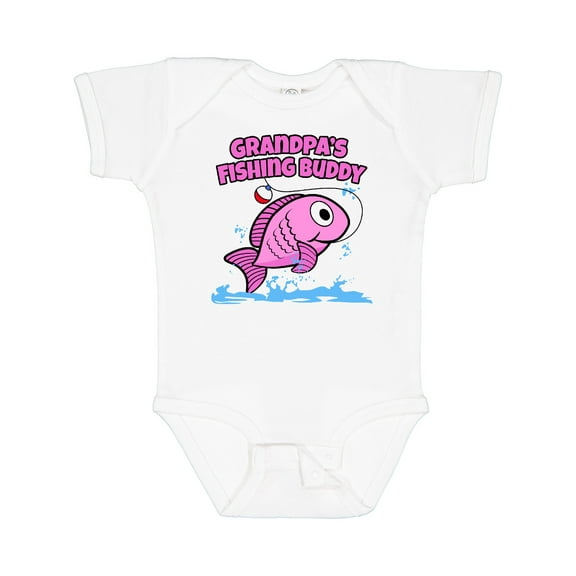 Inktastic Grandpa's Fishing Buddy (pink) Girls Baby Bodysuit