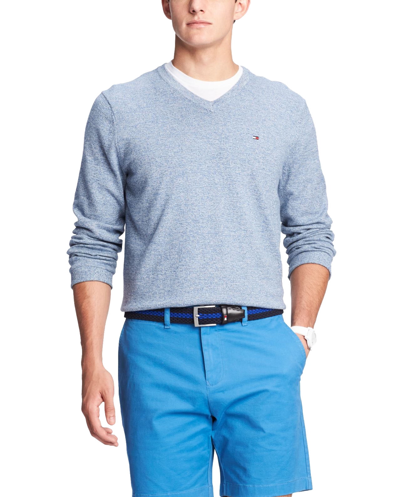Tommy Hilfiger Mens Solid V-neck Sweater (Blue, XS) - Walmart.com