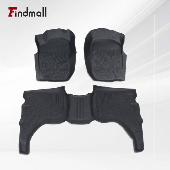 findmall TPE Floor Mats for 2001-2004 Toyota Tacoma Double Cab, Black 2nd Row 3-Piece All Weather Custom Fit Floor Liners