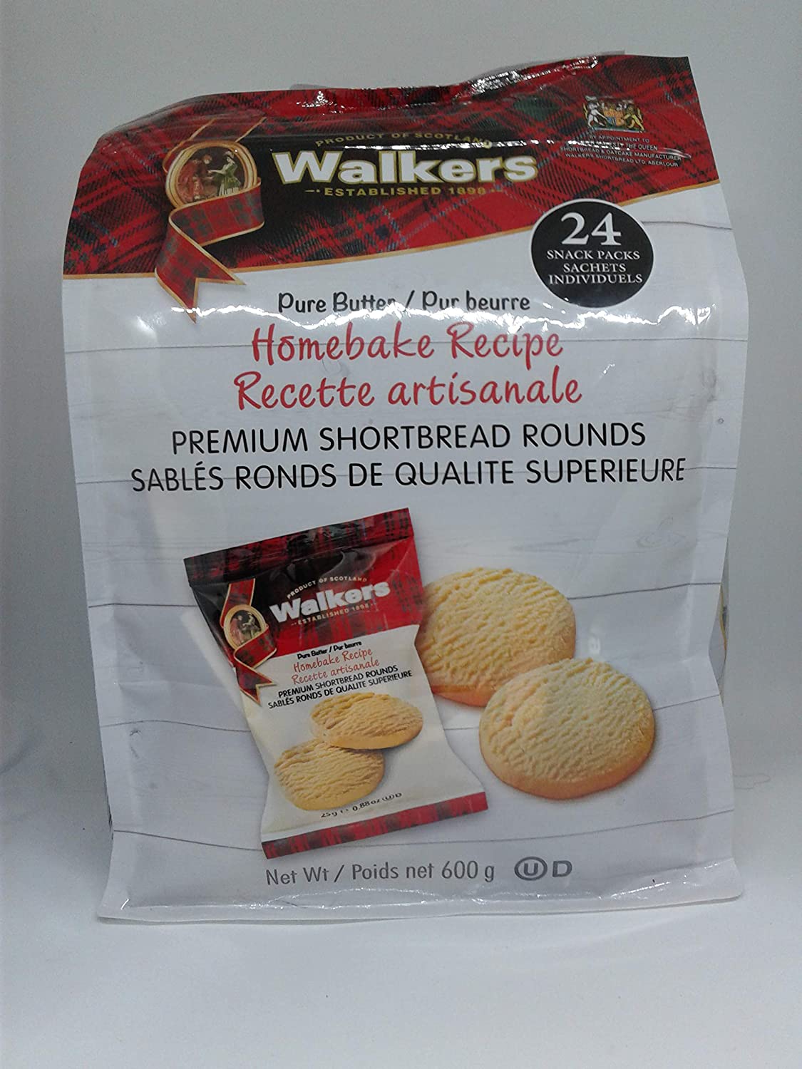 Walkers Premium Shortbread Rounds 24 Snack Packs individually wrapped