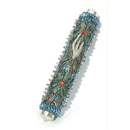 Judaica EA-MZ-LBO3 Oriental Mezuzah - Light Blue