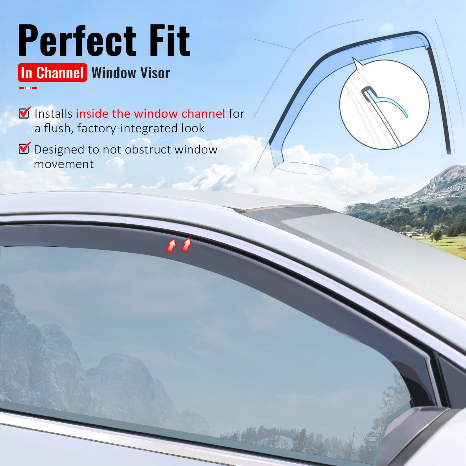 Ikon Motorsports In-Channel Window Visors Rain Guards Deflectors for 2022-2026 Lexus NX250 NX350 NX350h NX450h+, PC Polycarbonate 4PCS