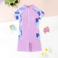 thumbnail image 5 of Little Girls One Piece Swimsuits Short Sleeve Zipper Flat Corner Large Swimwear Size 8-9T, 5 of 9