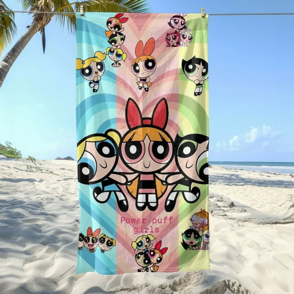 Powerpuff Girls Gifts Beach Towel for Women Girl Birthday Inspired Fan Bath Outdoor Music Lover
