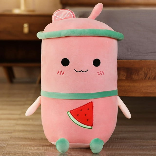 Peluche de sandía en forma de taza de té con leche de frutas, 197 pulgadas, para niños, regalo de Navidad, regalo de cumpleaños