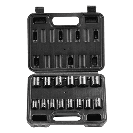 Impact Socket Set 14pcs 3/8 Drive - 6-Point Bit Ratchet Tool Kit Case - Automotive Repair - Cr-Mo Steel