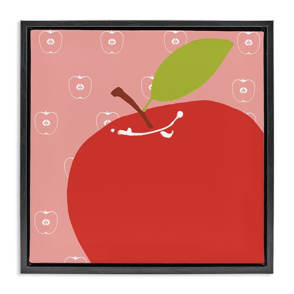 Stupell Industries Bright Apple Fruit Food & Beverage Painting Black Floater Framed Canvas Art Print Wall Art, 18 x 18