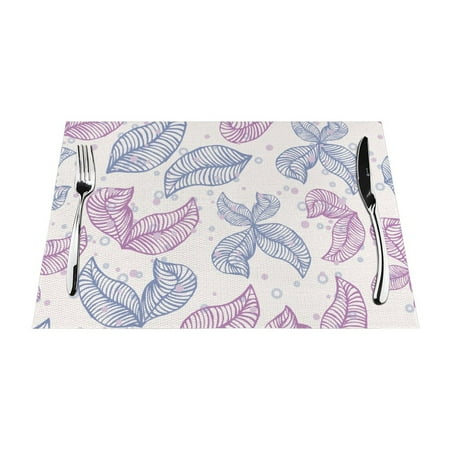 

YFYANG Washable Heat-Resistant Placemats 70% PVC/30% Polyester Leaf Line Art Kitchen Table Mat 12 x 18 1 Pcs