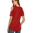 thumbnail image 2 of Women's Short Sleeve V Neck Criss Cross T-Shirt Tops, 2 of 4