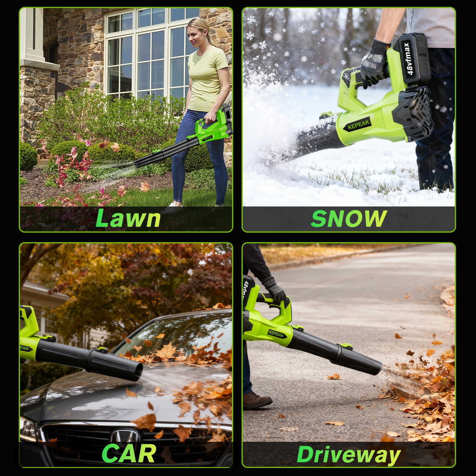 Cordless Leaf Blower 21V 440W 47m/s, Brushless Motor with 2 X 1300mAh Batteries and Nylon Carry Bag
