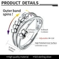 ChicSilver Adjustable Sterling Silver Fidget Ring with Spinner Beads for Stress Relief, Men