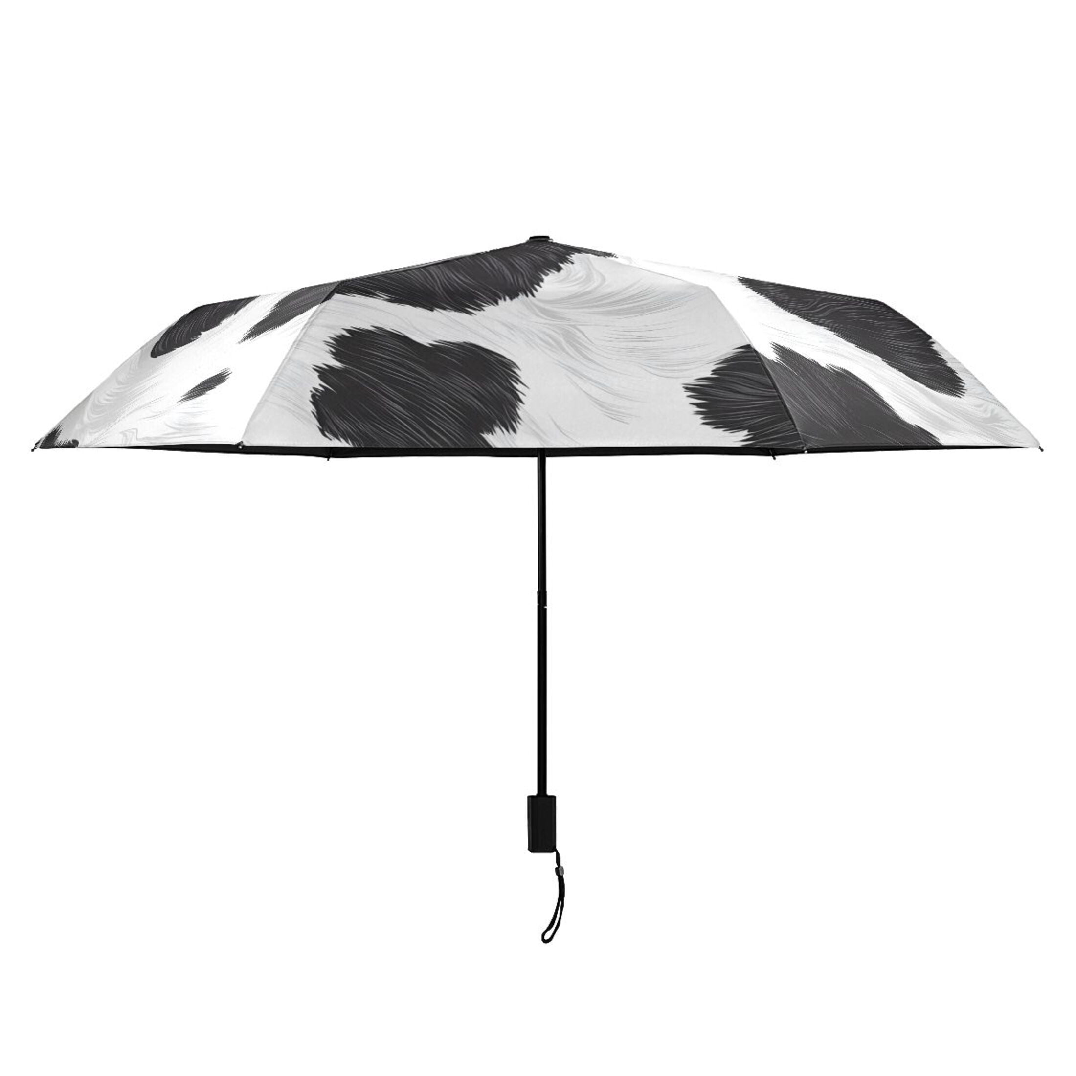 ALAZA Cow Print UPF 50+ Compact Folding Umbrella for Rain Travel Umbrella Packable