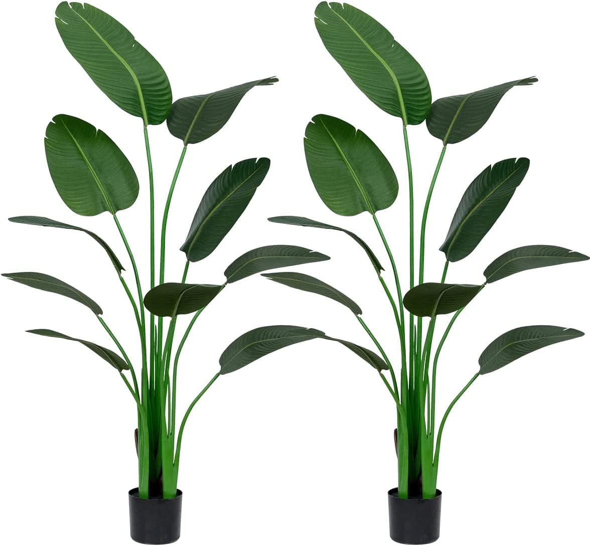 6 Feet Artificial Bird of Paradise Plant Fake Palm Tree with 10 Trunks