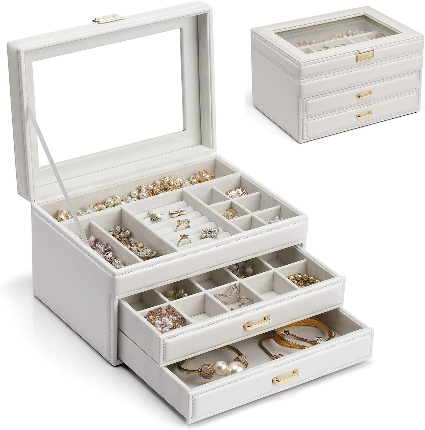 Details about   Jewelry Case Transparent Desktop Tool Box Organizer Container Acrylic 