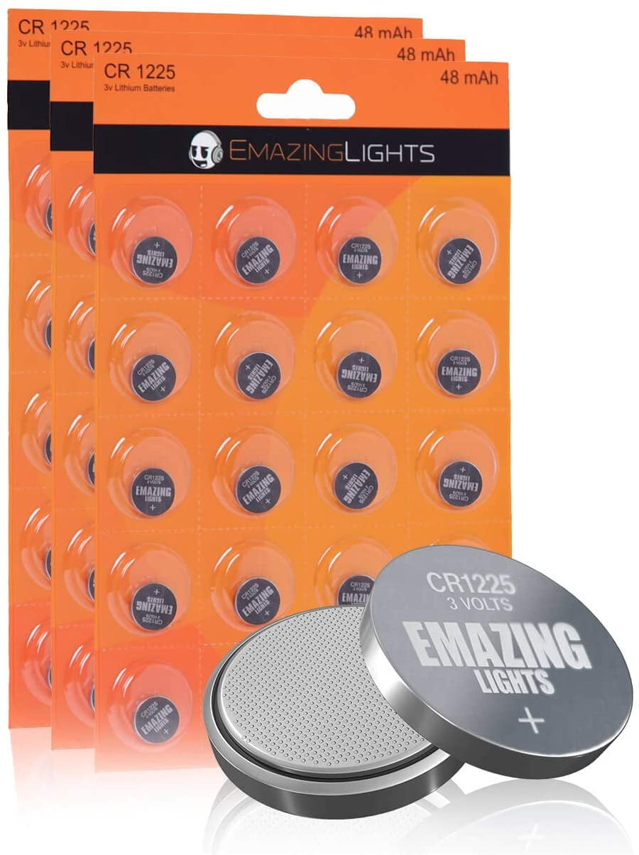 3 Volt Button Cell Lithium Battery 20 Pack EmazingLights CR1225 Batteries 