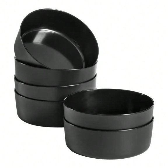 Melamine Dinner Bowls in Charcoal Black (Set of 6)