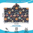 thumbnail image 2 of Navy Blue Baseball Football Pattern Hooded Bath Towel，50"x30" for Ages 3 To 12 Kids, Quick Dry Lightweight Soft Microfiber Hood Beach Towel Cover Up for Kids, 2 of 7