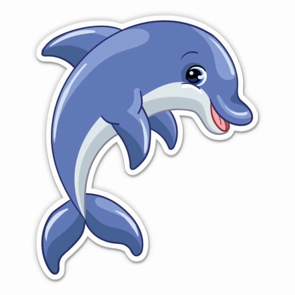 Cute Cartoon Dolphin - 3" Vinyl Sticker - For Car Laptop Water Bottle Phone - Waterproof Decal