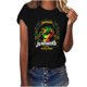 thumbnail image 1 of Tops de Manga Corta para las Mujeres de Ajuste Suelto, Día de la Independencia Negro Impreso, Cuello Redondo Suelto Superior, 1 of 4