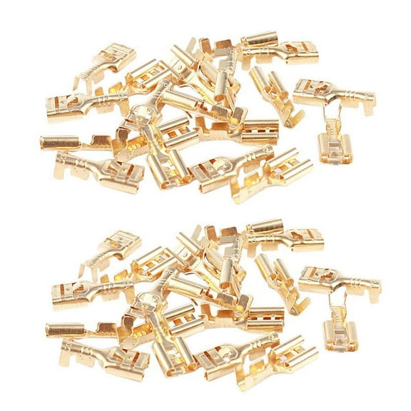 Brass 6.3 mm Connectors Female Spade Cable Terminals, 40 Piece