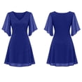 thumbnail image 4 of Zorvyno Women Solid Color Mini Cocktail Dress V-Neck Ruffle Half Sleeve Casual Party Dress for Wedding Guests, 4 of 8
