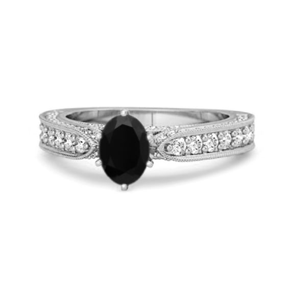 Accents 1.50Ct Black Spinel Solitaire Engagement Women Valentines Day Gifts Ring 925 Sterling Silver