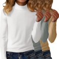 thumbnail image 3 of Women's 3-Pack Thermal Fleece Turtleneck Sweaters, Solid Color Derong Knit Tops, Warm Base Layer Set, Soft Crewneck Pullovers, Winter Layering Basics, Cozy Long Sleeve Shirts White XXXXXL, 3 of 6