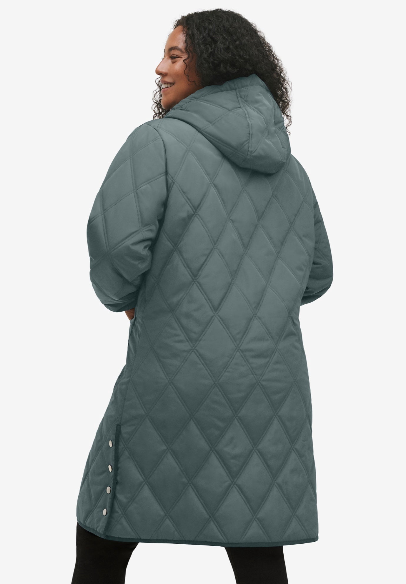Ellos Women's Long Quilted Hooded Jacket