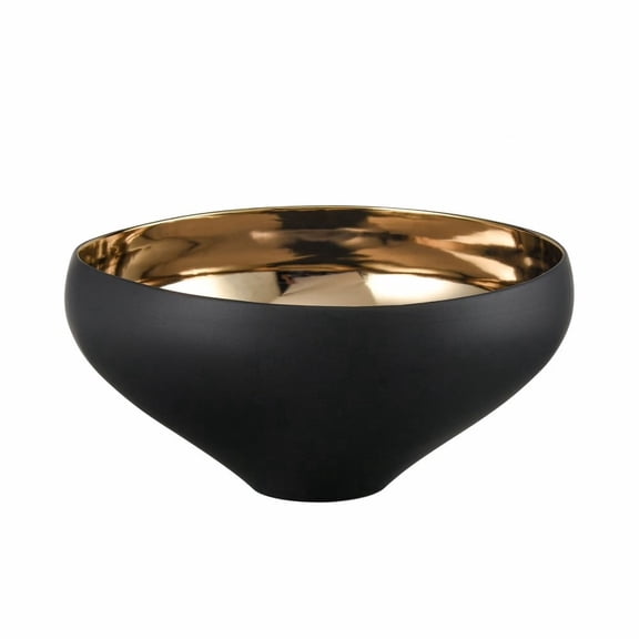 Elk Home Greer Bowl in Tall Black and Gold Glazed