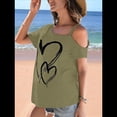 thumbnail image 4 of Camiseta de Mujer con Cuello Asimétrico, Corte y Estampado Gráfico, Corta. Verde XL, 4 of 9
