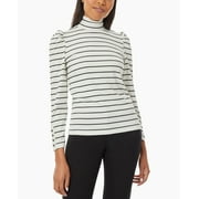 Jones New York Women's Stripe Mock Neck Top Black Size Small