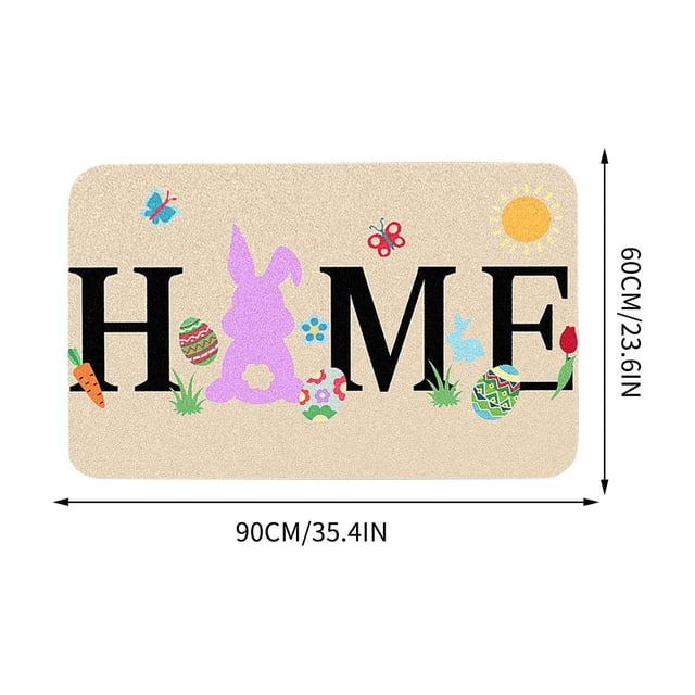 Easter Bunny Egg Decor Rug 100 Percent Polyester Machine Washable Non Slip Backing For Living Room Entryway Playroom