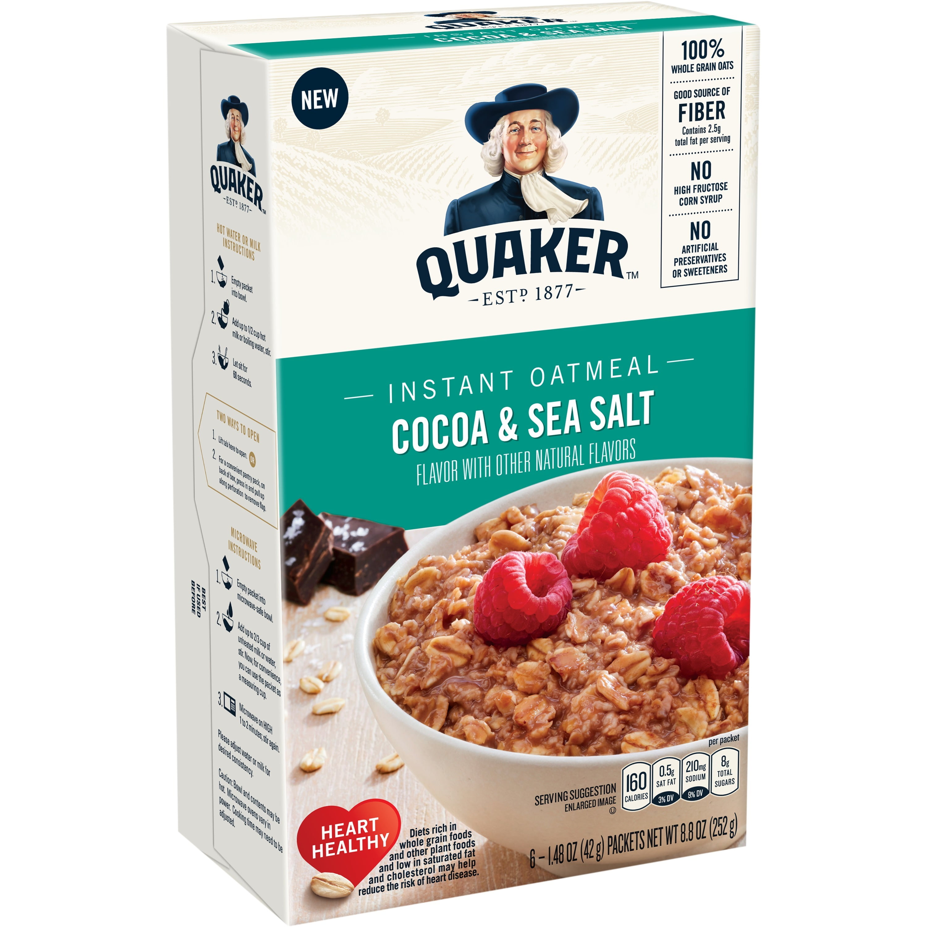 Quaker Instant Oatmeal, Cocoa & Sea Salt, 6 Packets