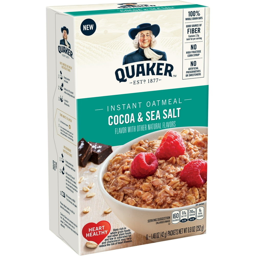 Quaker Instant Oatmeal, Cocoa & Sea Salt, 6 Packets